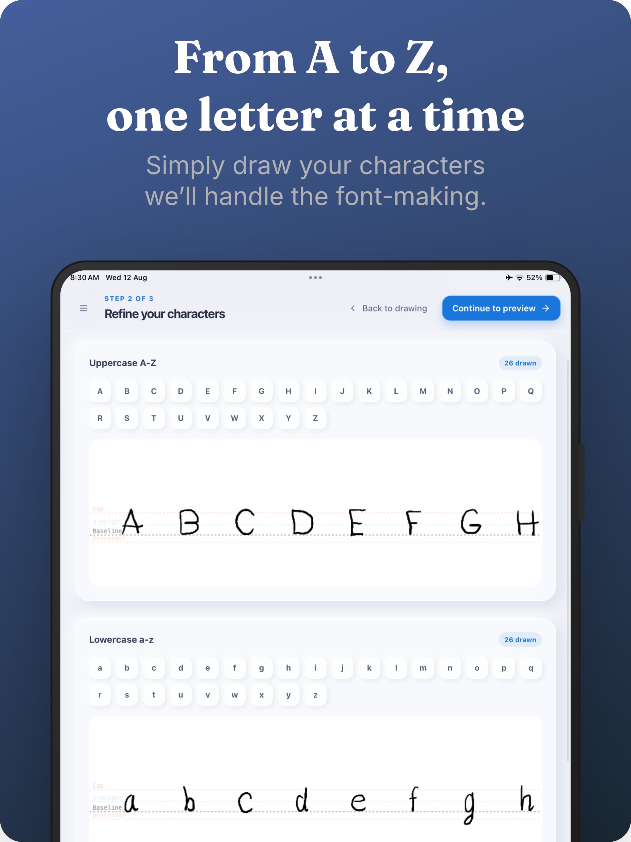 That’s My Font uppercase and lowercase character editor