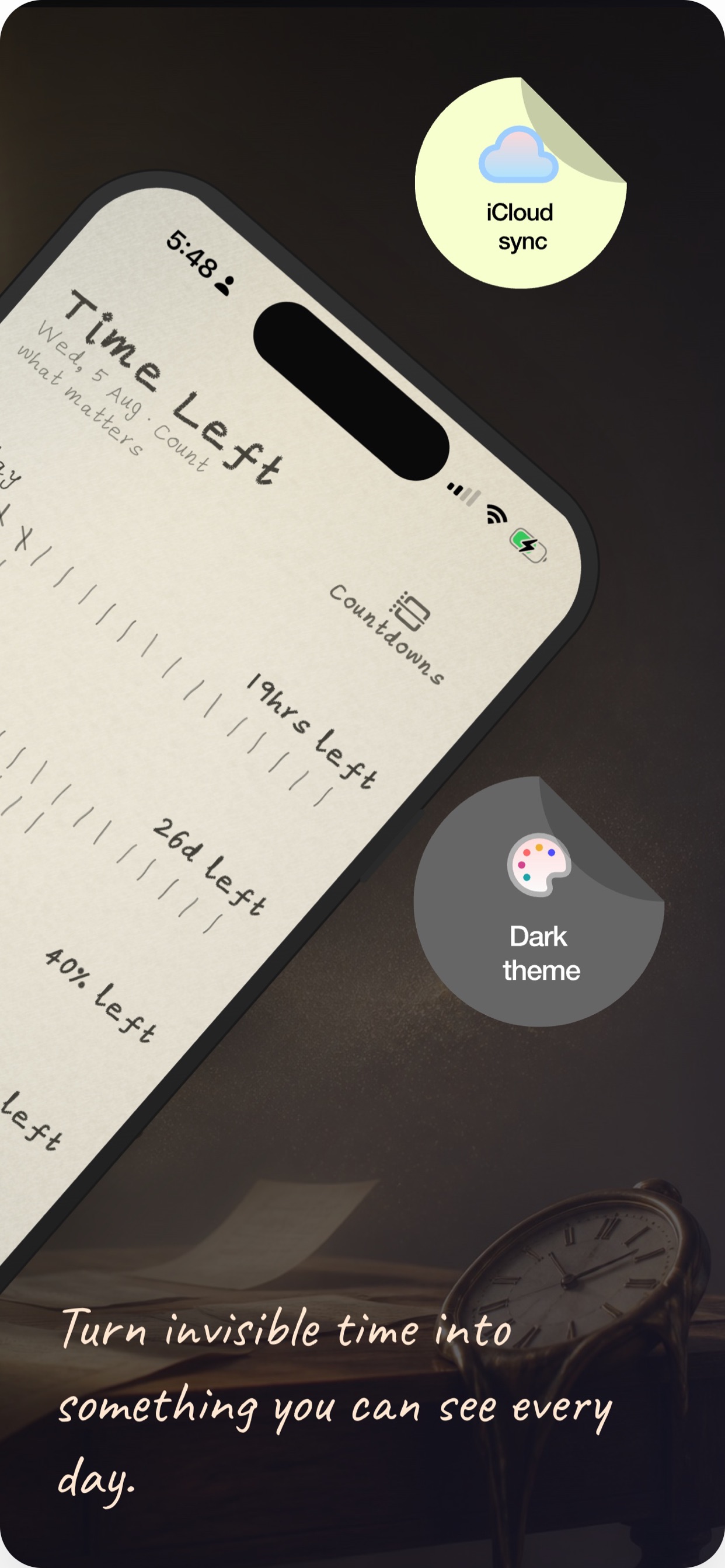 Time Left themes and iCloud sync