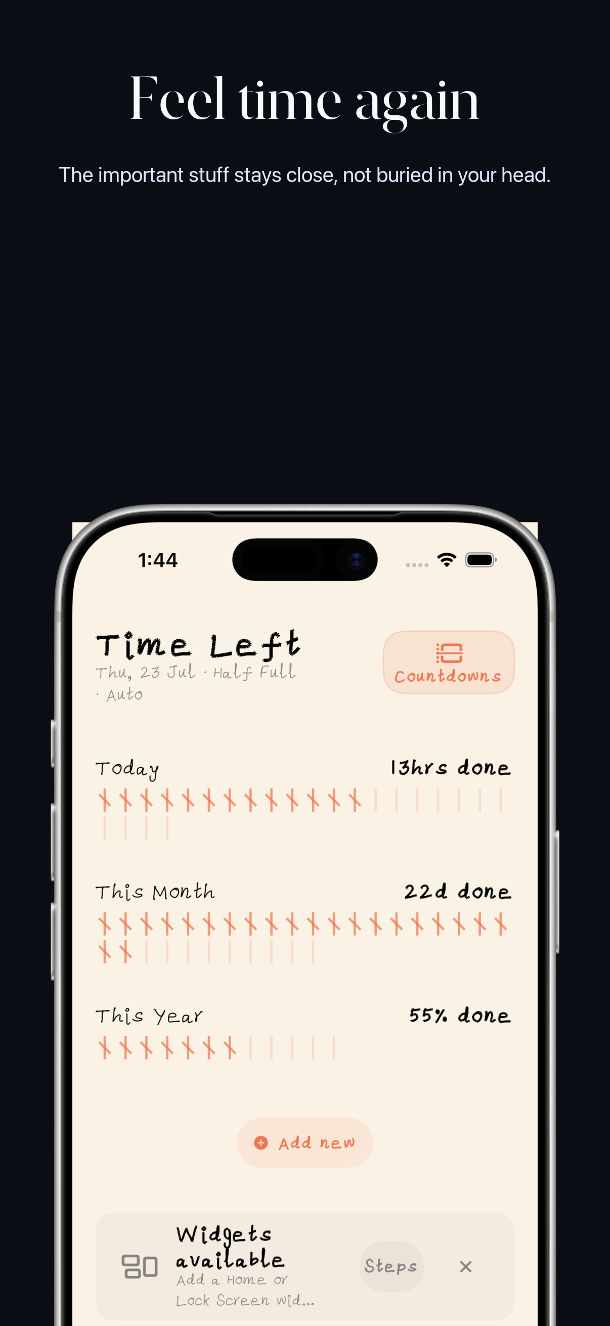 Time Left on iPhone showing a countdown at a glance